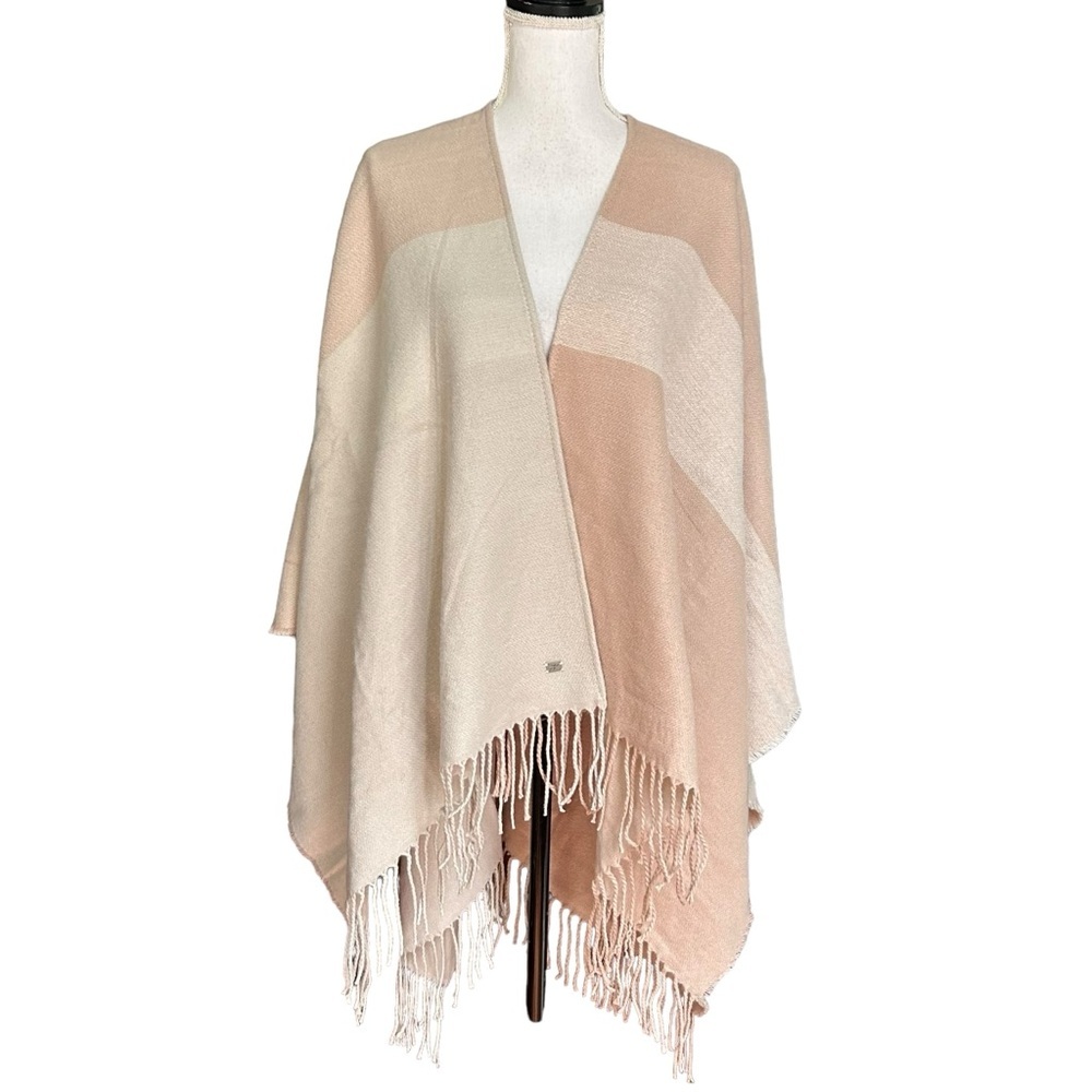 Soia & Kyo Women's Miku Scarfigan Wrap with Fringe Fab Fit Fun Pink Plaid NEW